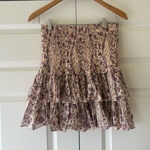 Isabel Marant Étoile Floral Tiered Mini Skirt – Smocked Waist – Size 40